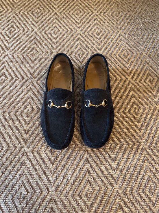 Men's 11 Gucci Horsebit Loafer Black Suede with Box and Dust Bags - Picture 1 of 12